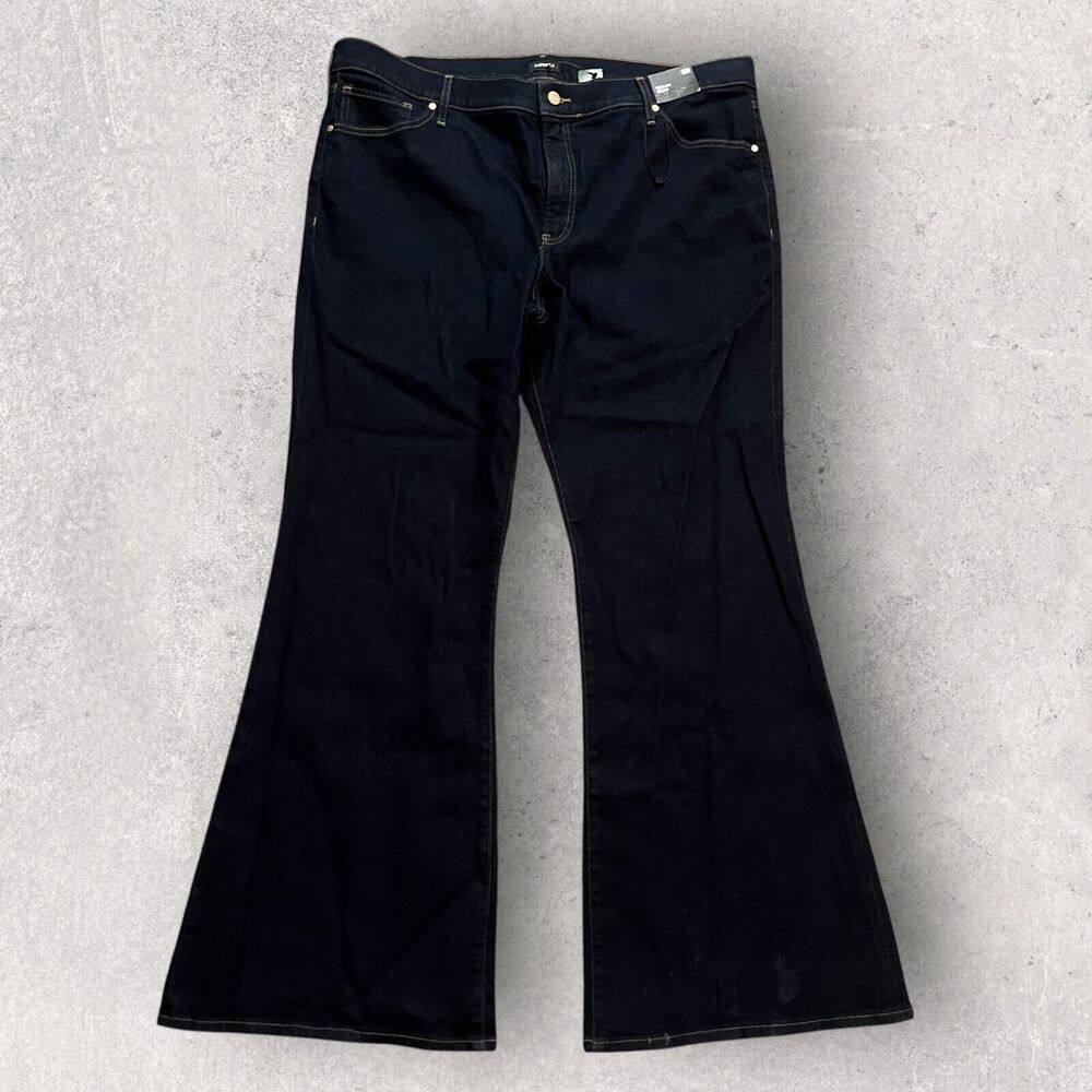 Express Womens Jeans Size 18R 70s Flare Mid-Rise Five Pocket Dark Wash